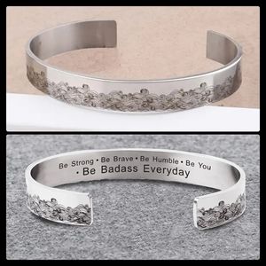 Be Strong brave & Humble hand crafted grey silver inspiration quote bracelet new
